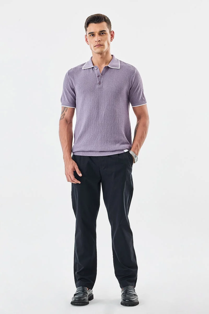 SNITCH Regular Fit Textured Core Lab Polo T-Shirt